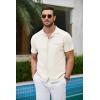 imageCOOFANDY Mens Short Sleeve Knit Shirts Button Down Vintage Polo Casual Beach ShirtsBeige