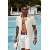 imageCOOFANDY Mens Short Sleeve Knit Shirts Button Down Vintage Polo Casual Beach ShirtsBeige