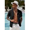 imageCOOFANDY Mens Short Sleeve Knit Shirts Button Down Vintage Polo Casual Beach ShirtsBlack
