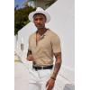imageCOOFANDY Mens Short Sleeve Knit Shirts Button Down Vintage Polo Casual Beach ShirtsDark Khaki
