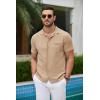 imageCOOFANDY Mens Short Sleeve Knit Shirts Button Down Vintage Polo Casual Beach ShirtsDark Khaki