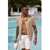 imageCOOFANDY Mens Short Sleeve Knit Shirts Button Down Vintage Polo Casual Beach ShirtsDark Khaki