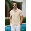 imageCOOFANDY Mens Short Sleeve Knit Shirts Button Down Vintage Polo Casual Beach ShirtsKhaki