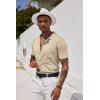 imageCOOFANDY Mens Short Sleeve Knit Shirts Button Down Vintage Polo Casual Beach ShirtsKhaki