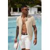 imageCOOFANDY Mens Short Sleeve Knit Shirts Button Down Vintage Polo Casual Beach ShirtsKhaki