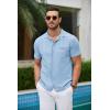 imageCOOFANDY Mens Short Sleeve Knit Shirts Button Down Vintage Polo Casual Beach ShirtsLight Blue