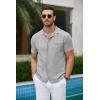 imageCOOFANDY Mens Short Sleeve Knit Shirts Button Down Vintage Polo Casual Beach ShirtsLight Gray