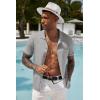imageCOOFANDY Mens Short Sleeve Knit Shirts Button Down Vintage Polo Casual Beach ShirtsLight Gray