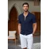 imageCOOFANDY Mens Short Sleeve Knit Shirts Button Down Vintage Polo Casual Beach ShirtsNavy Blue