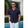 imageCOOFANDY Mens Short Sleeve Knit Shirts Button Down Vintage Polo Casual Beach ShirtsNavy Blue