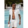 imageCOOFANDY Mens Short Sleeve Knit Shirts Button Down Vintage Polo Casual Beach ShirtsWhite