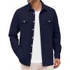 imageCOOFANDY Mens Casual Shirt Jacket Linen Button Down Shirt Long Sleeve Lightweight Shacket with PocketsNave Blue