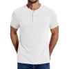 imageCOOFANDY Mens Henley Shirts Cotton Short Sleeve Casual TShirt Button Henley Basic TeeWhite