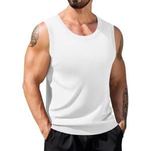 imageCOOFANDY Mens Casual Tank Tops Knit Crew Neck Sleeveless Shirts Summer Beach Tank Top Muscle Tee ShirtsWhite