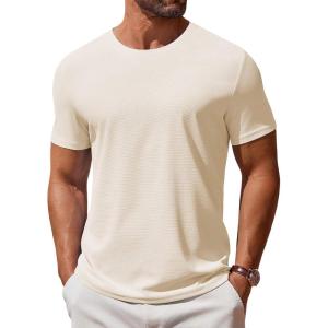 imageCOOFANDY Mens T Shirt Short Sleeve Crew Neck TShirt Casual Summer Classic Basic Tee ShirtsBeige