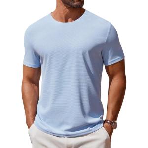 imageCOOFANDY Mens T Shirt Short Sleeve Crew Neck TShirt Casual Summer Classic Basic Tee ShirtsLight Blue