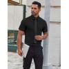 imageCOOFANDY Mens Short Sleeve Dress Shirts Wrinkle Free Casual Button Down Shirts Summer Untucked Dress ShirtBlack