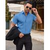 imageCOOFANDY Mens Short Sleeve Dress Shirts Wrinkle Free Casual Button Down Shirts Summer Untucked Dress ShirtBlue