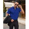 imageCOOFANDY Mens Short Sleeve Dress Shirts Wrinkle Free Casual Button Down Shirts Summer Untucked Dress ShirtDark Blue
