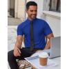 imageCOOFANDY Mens Short Sleeve Dress Shirts Wrinkle Free Casual Button Down Shirts Summer Untucked Dress ShirtDark Blue