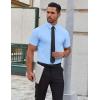 imageCOOFANDY Mens Short Sleeve Dress Shirts Wrinkle Free Casual Button Down Shirts Summer Untucked Dress ShirtLight Blue