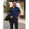imageCOOFANDY Mens Short Sleeve Dress Shirts Wrinkle Free Casual Button Down Shirts Summer Untucked Dress ShirtNavy Blue