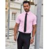 imageCOOFANDY Mens Short Sleeve Dress Shirts Wrinkle Free Casual Button Down Shirts Summer Untucked Dress ShirtPink