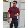 imageCOOFANDY Mens Short Sleeve Dress Shirts Wrinkle Free Casual Button Down Shirts Summer Untucked Dress ShirtWine Red