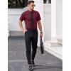 imageCOOFANDY Mens Short Sleeve Dress Shirts Wrinkle Free Casual Button Down Shirts Summer Untucked Dress ShirtWine Red