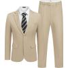 imageCOOFANDY Mens 2 Piece Suit Slim Fit 2 Button Formal Jacket Suits Pants Set for Wedding Business PromKhaki