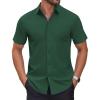 imageCOOFANDY Mens Short Sleeve Dress Shirts Wrinkle Free Casual Button Down Shirts Summer Untucked Dress ShirtArmy Green
