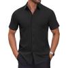 imageCOOFANDY Mens Short Sleeve Dress Shirts Wrinkle Free Casual Button Down Shirts Summer Untucked Dress ShirtBlack
