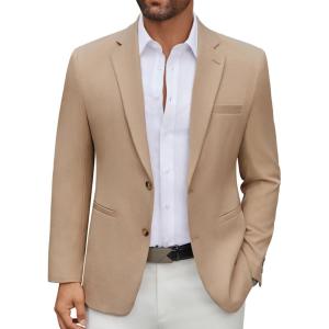 imageCOOFANDY Mens Casual Blazer Regular Fit Lightweight Two Button Sport Coat Suit JacketKhaki