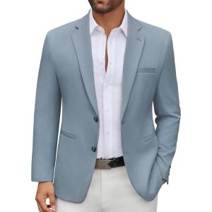 imageCOOFANDY Mens Casual Blazer Regular Fit Lightweight Two Button Sport Coat Suit JacketLight Blue