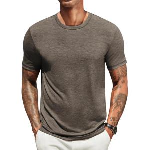 imageCOOFANDY Mens T Shirts Short Sleeve Soft Crew Neck Lightweight Tee Shirts Casual Summer Basic TopsBrown