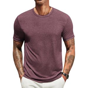 imageCOOFANDY Mens T Shirts Short Sleeve Soft Crew Neck Lightweight Tee Shirts Casual Summer Basic TopsWine Red