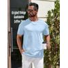 imageCOOFANDY Mens TShirts 100 Cotton Heavyweight Premium Short Sleeve Shirt Crew Neck Basic TshirtLight Blue