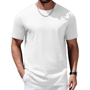 imageCOOFANDY Mens TShirts 100 Cotton Heavyweight Premium Short Sleeve Shirt Crew Neck Basic TshirtClassic White
