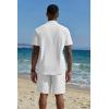 imageCOOFANDY Mens 2 Piece Cotton Linen Sets Summer Beach Outfits Casual Short Sleeve Henley Shirts and Vacation ShortsAll White