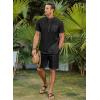 imageCOOFANDY Mens 2 Piece Cotton Linen Sets Summer Beach Outfits Casual Short Sleeve Henley Shirts and Vacation ShortsBlack