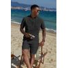imageCOOFANDY Mens 2 Piece Cotton Linen Sets Summer Beach Outfits Casual Short Sleeve Henley Shirts and Vacation ShortsBlack