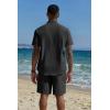 imageCOOFANDY Mens 2 Piece Cotton Linen Sets Summer Beach Outfits Casual Short Sleeve Henley Shirts and Vacation ShortsBlack