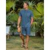 imageCOOFANDY Mens 2 Piece Cotton Linen Sets Summer Beach Outfits Casual Short Sleeve Henley Shirts and Vacation ShortsDenim Blue