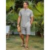 imageCOOFANDY Mens 2 Piece Cotton Linen Sets Summer Beach Outfits Casual Short Sleeve Henley Shirts and Vacation ShortsGrey