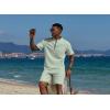 imageCOOFANDY Mens 2 Piece Cotton Linen Sets Summer Beach Outfits Casual Short Sleeve Henley Shirts and Vacation ShortsLight Green