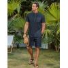 imageCOOFANDY Mens 2 Piece Cotton Linen Sets Summer Beach Outfits Casual Short Sleeve Henley Shirts and Vacation ShortsNavy Blue