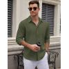 imageCOOFANDY Mens Long Sleeve Button Down Dress Shirts Casual Business Casual Shirt Wrinkle Free Untucked ShirtsArmy Green