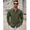 imageCOOFANDY Mens Long Sleeve Button Down Dress Shirts Casual Business Casual Shirt Wrinkle Free Untucked ShirtsArmy Green