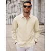 imageCOOFANDY Mens Long Sleeve Button Down Dress Shirts Casual Business Casual Shirt Wrinkle Free Untucked ShirtsBeige