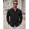 imageCOOFANDY Mens Long Sleeve Button Down Dress Shirts Casual Business Casual Shirt Wrinkle Free Untucked ShirtsBlack